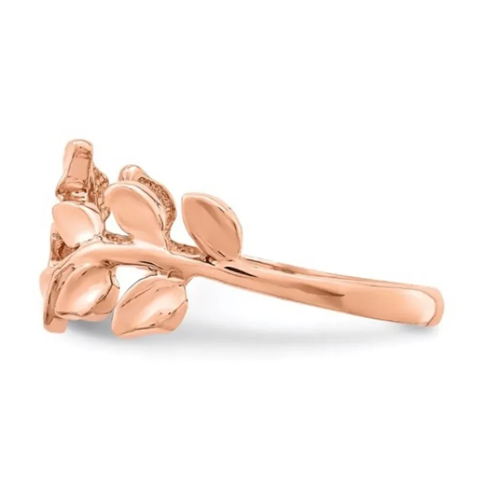 14K Rose Polished Leaf Ring | The Wholesale Jewelers